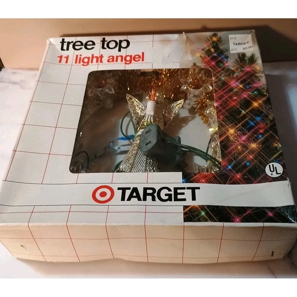 Vintage Gold Angel 11 Light Tree Topper Target Original Packaging Amber Orange